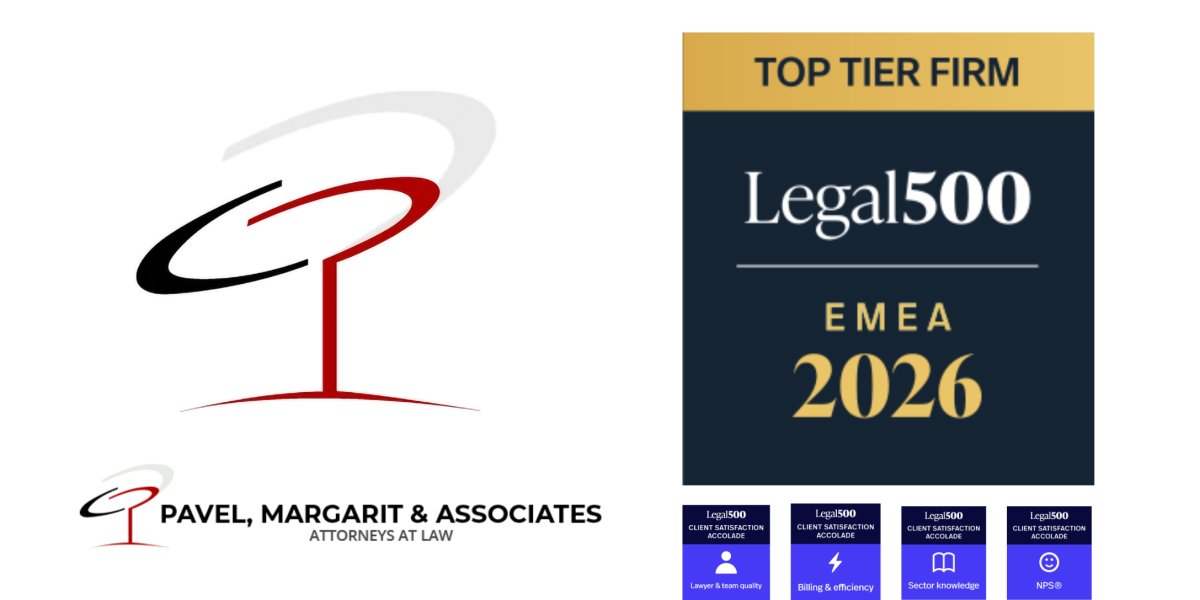 Pavel, Margarit and Associates ranked in the top 3 best law firms in Romania in 2026, for the 10th consecutive year, by Legal 500 in London