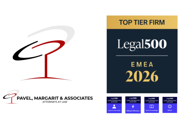 Pavel, Margarit and Associates ranked in the top 3 best law firms in Romania in 2026, for the 10th consecutive year, by Legal 500 in London