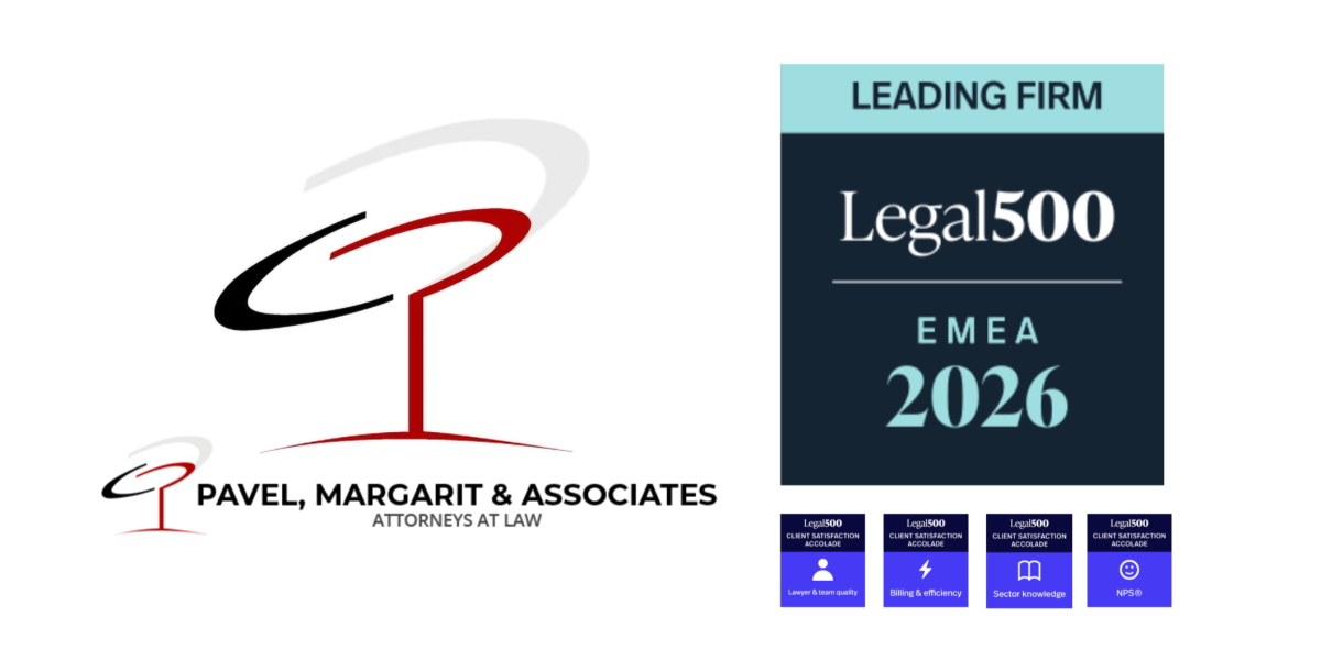 Pavel, Margarit and Associates ranked in the top 3 best law firms in Romania in 2026, for the 10th consecutive year, by Legal 500 in London