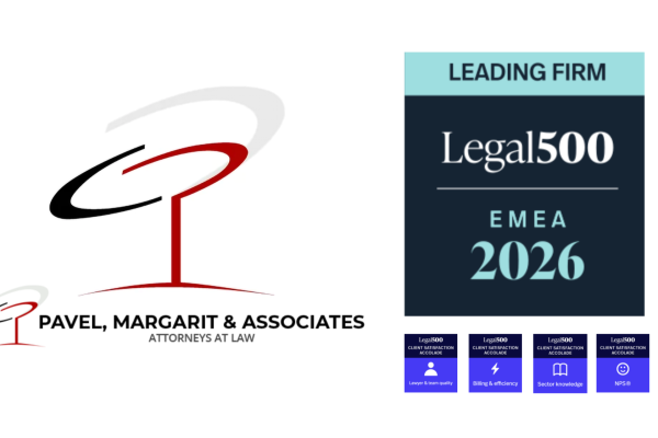 Pavel, Margarit and Associates ranked in the top 3 best law firms in Romania in 2026, for the 10th consecutive year, by Legal 500 in London